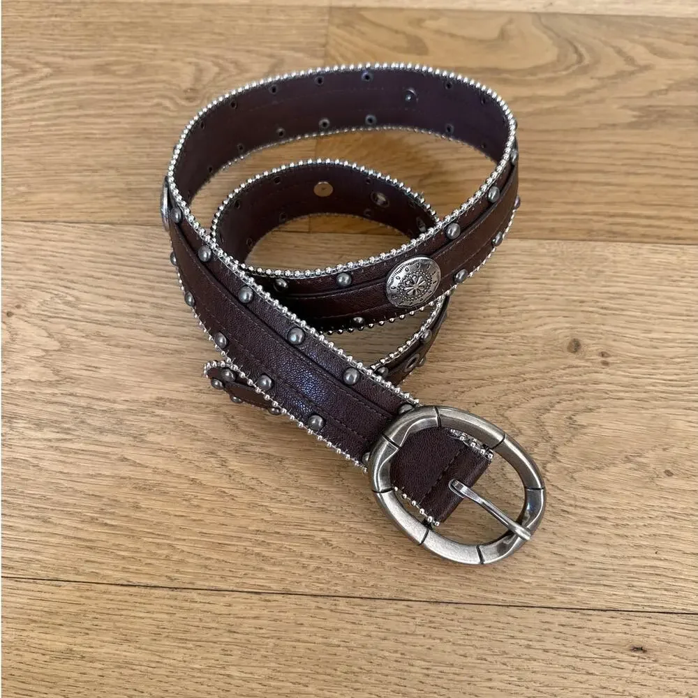 No brand - Western Concho Belt in Brown & Silver